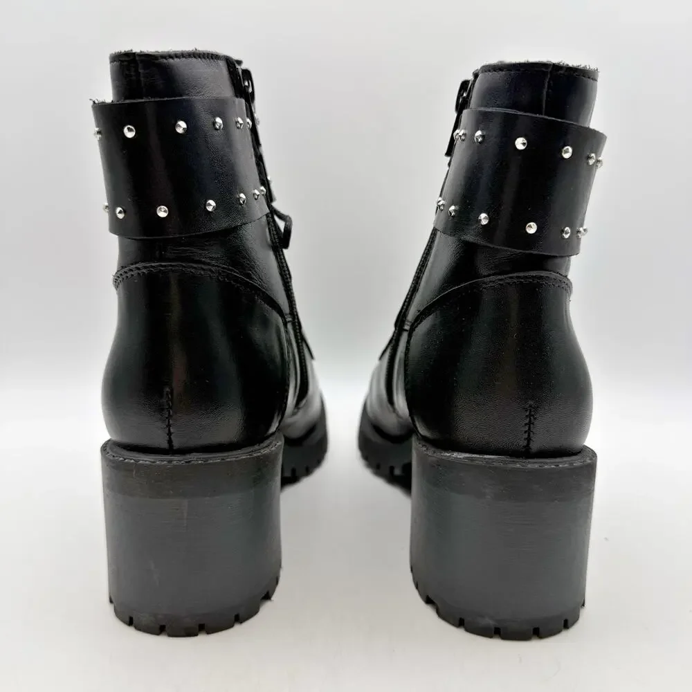 Eric Michael Womens Chase Boots EU 37 US 6.5-7 Black Leather Booties Heels EUC